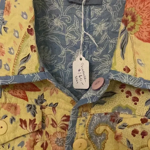 Provence Reversible floral yellow/ blue paisley lightweight spring/summer NWT - Picture 8 of 9